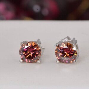 Certified Moissanite 2.0 ct Watermelon Color Stud Earrings 925 Sterling NWT